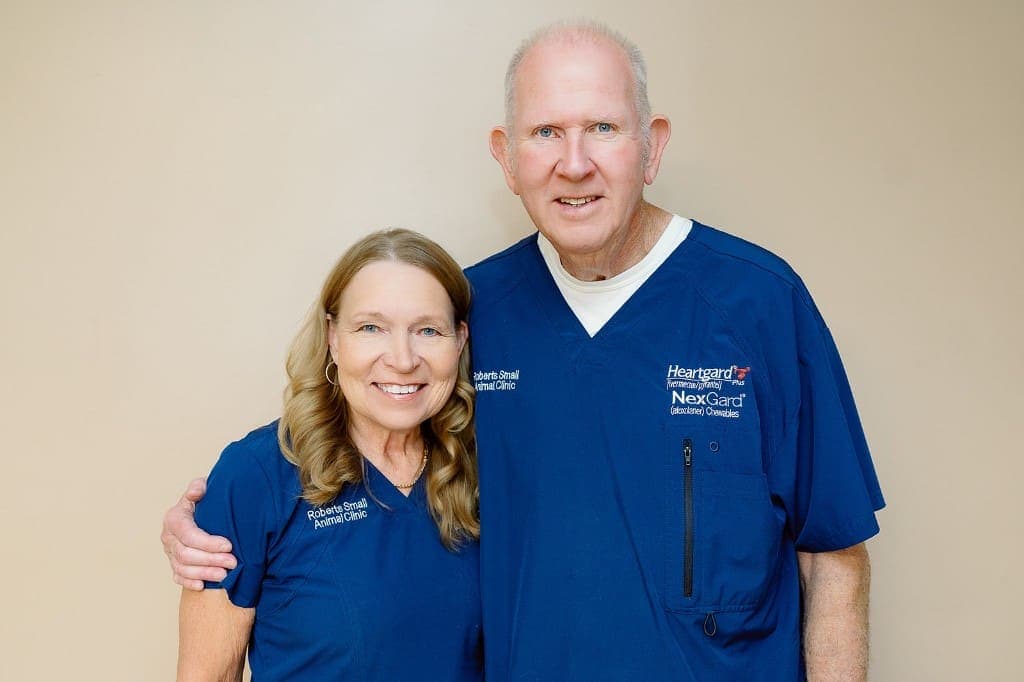 Dolores Roberts and Dr. Allen Roberts at Roberts Small Animal Clinic